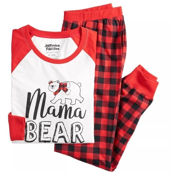 Cuddl Duds Womens Red Black Plaid Polar Bear Long Sleeve Pajamas Sets Sz S New - Picture 2 of 12